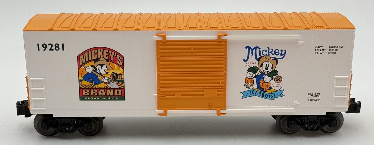 Lionel 6-19281 Mickeys Carrots Hi-Cube Boxcar LN/Box
