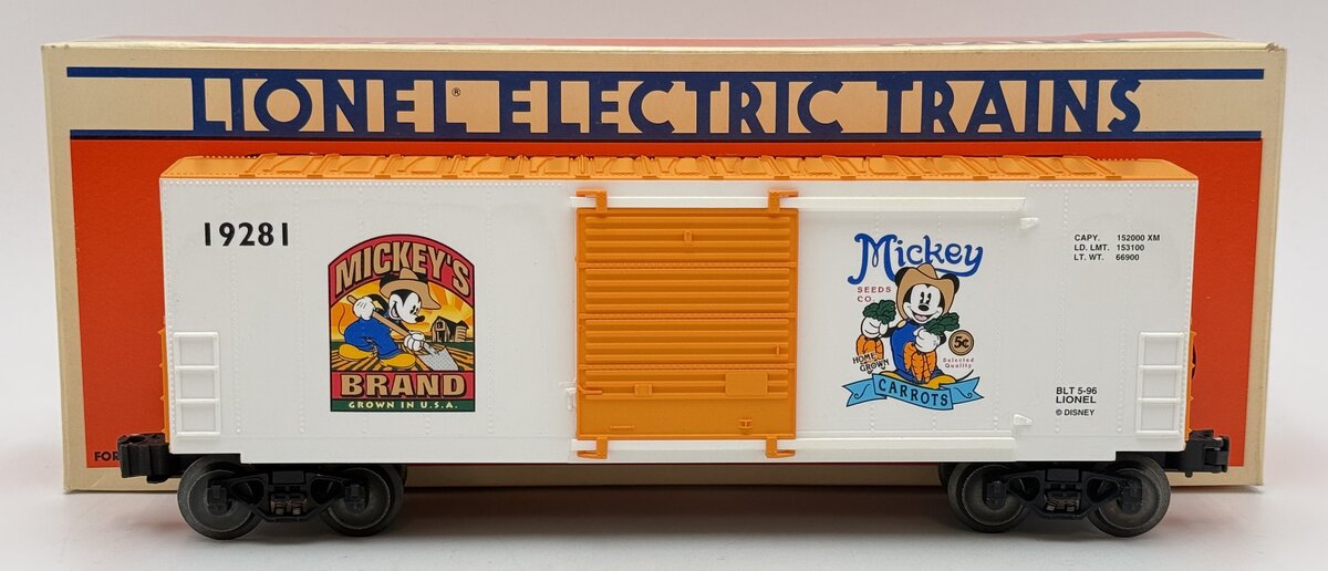 Lionel 6-19281 Mickeys Carrots Hi-Cube Boxcar LN/Box
