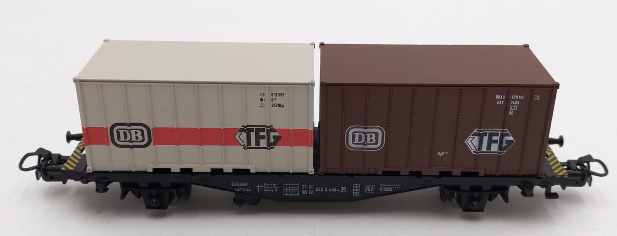 Marklin 4664 HO Scale Flatcar w/ 2 DB TFG Containers EX/Box