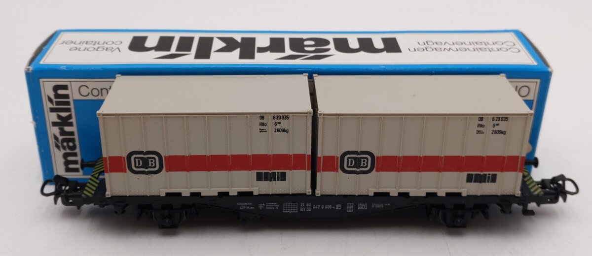 Marklin 4664 HO Scale Flatcar w/ 2 DB Containers EX/Box