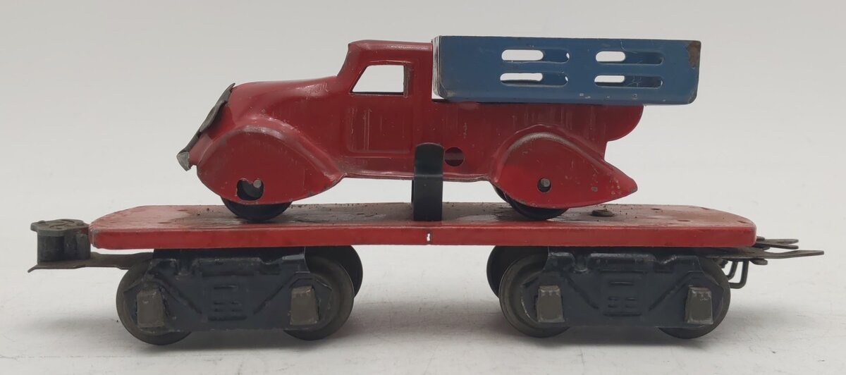 Marx 562 Vintage O Flatcar w/ Red Dump Truck VG