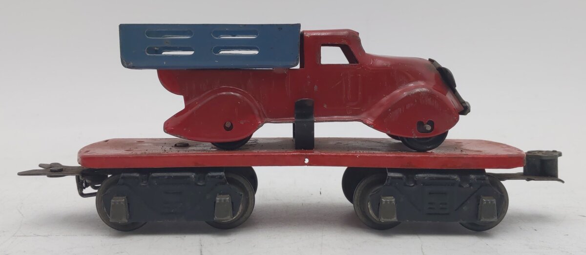 Marx 562 Vintage O Flatcar w/ Red Dump Truck VG