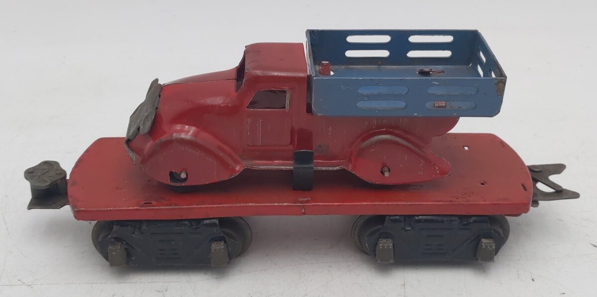 Marx 562 Vintage O Flatcar w/ Red Dump Truck VG
