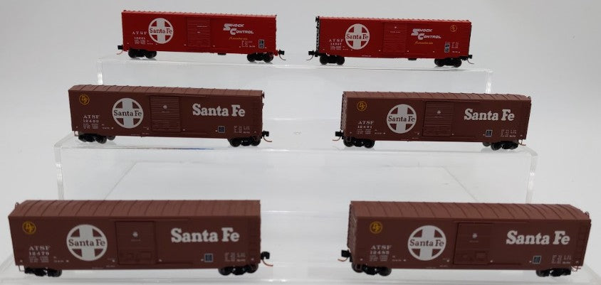Micro-Trains N Scale Special Runs Santa Fe 50' Standard Single Door Box Cars [6] EX/Box