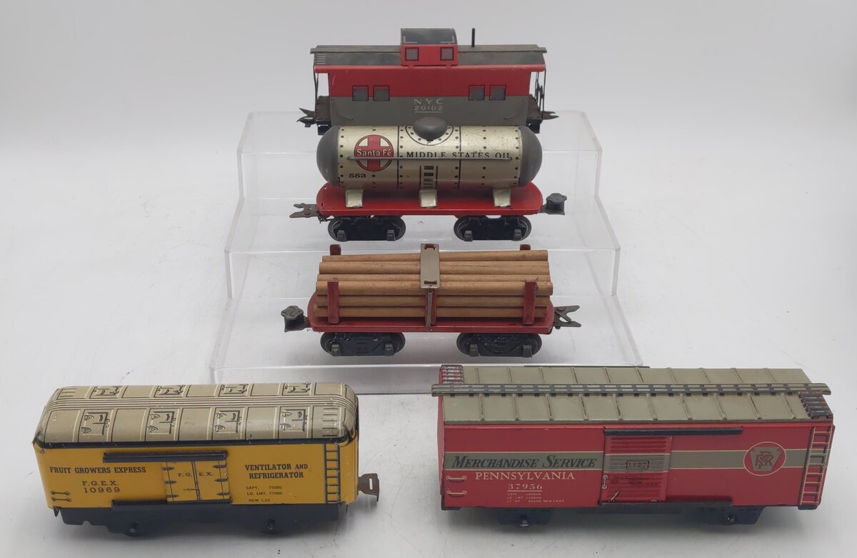 Marx Vintage O Freight Cars: 20102, 10969, 37956, 553 [5] VG