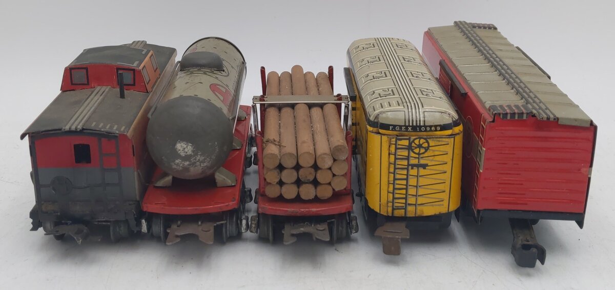 Marx Vintage O Freight Cars: 20102, 10969, 37956, 553 [5] VG