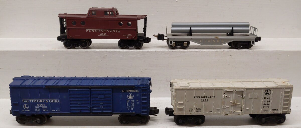 Lionel Vintage O Gauge Freight Cars: 6437, 6468, 6472, 6121 [4] EX