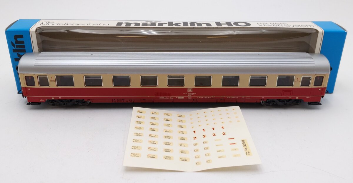 Marklin 4147 HO Scale DB Avmz Passenger Car #61 80 19-90 587-5 EX/Box