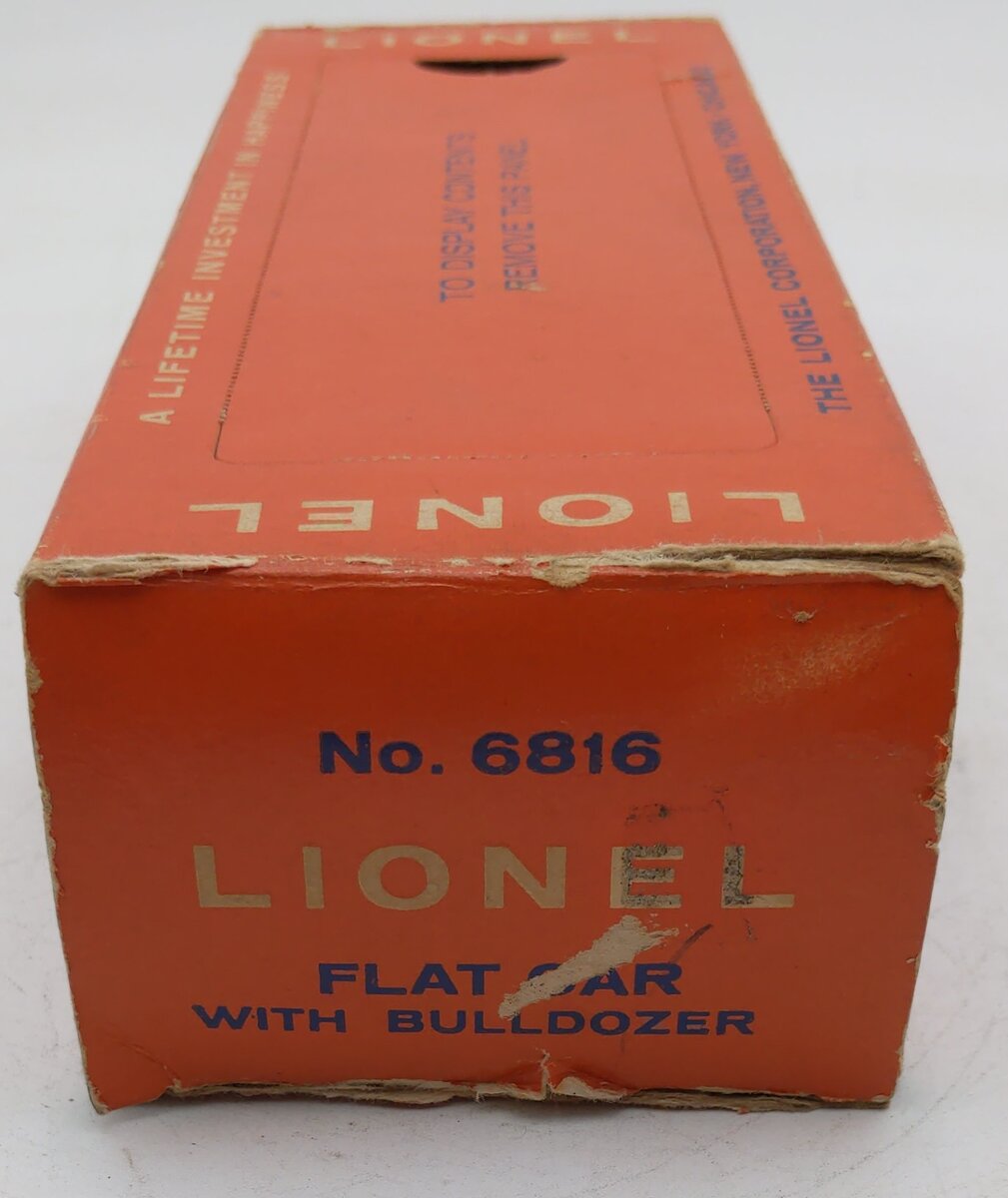 Lionel 6816 O Vintage Flatcar w/Bulldozer Empty Box Only VG/Box