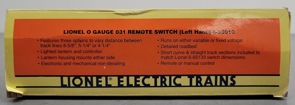 Lionel 6-23010 O Gauge O-31 Left Hand Remote Control Switch Turnout VG/Box