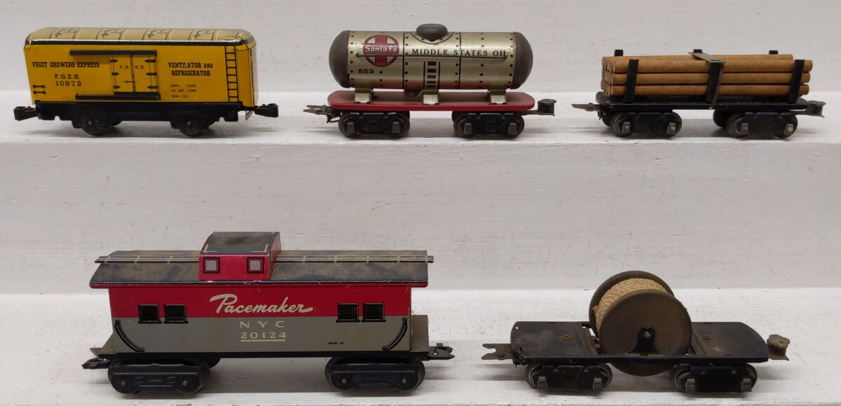 Marx Vintage O Gauge Freight Cars: 10972, 553, 20124, 566 [5] EX