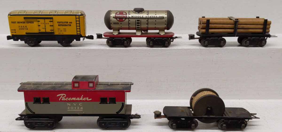 Marx Vintage O Gauge Freight Cars: 10972, 553, 20124, 566 [5] EX