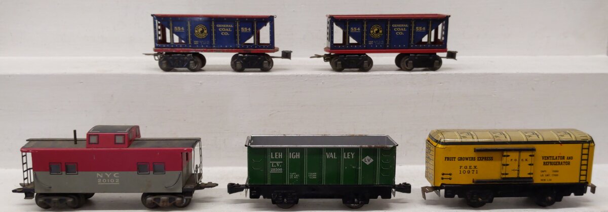 Marx Vintage O Gauge Freight Cars: #554, #554, #10971, #28500, #20102 [5] EX