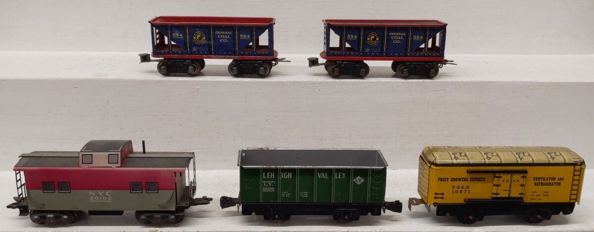 Marx Vintage O Gauge Freight Cars: #554, #554, #10971, #28500, #20102 [5] EX