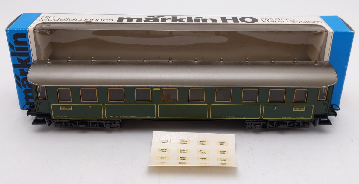 Marklin 4135 HO Scale Nichtroucher 3rd Class Passenger Car EX/Box