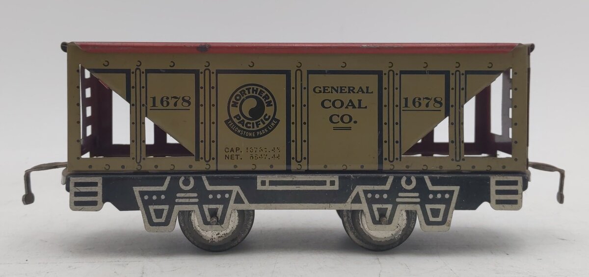 Marx Vintage O Gauge Northern Pacific Coal Hopper #1678 w/ Skeleton Frame VG