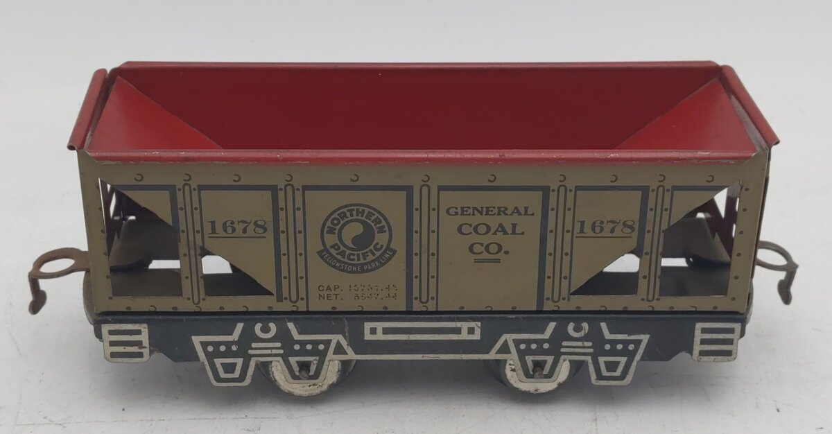 Marx Vintage O Gauge Northern Pacific Coal Hopper #1678 w/ Skeleton Frame VG