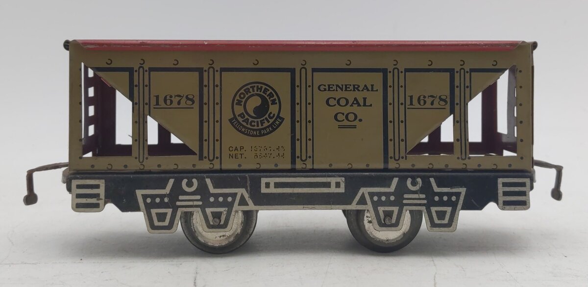 Marx Vintage O Gauge Northern Pacific Coal Hopper #1678 w/ Skeleton Frame VG