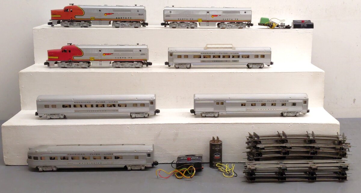 American Flyer K5375W Vintage S SF "The Chief" ABA Diesel Passenger Set VG/Box