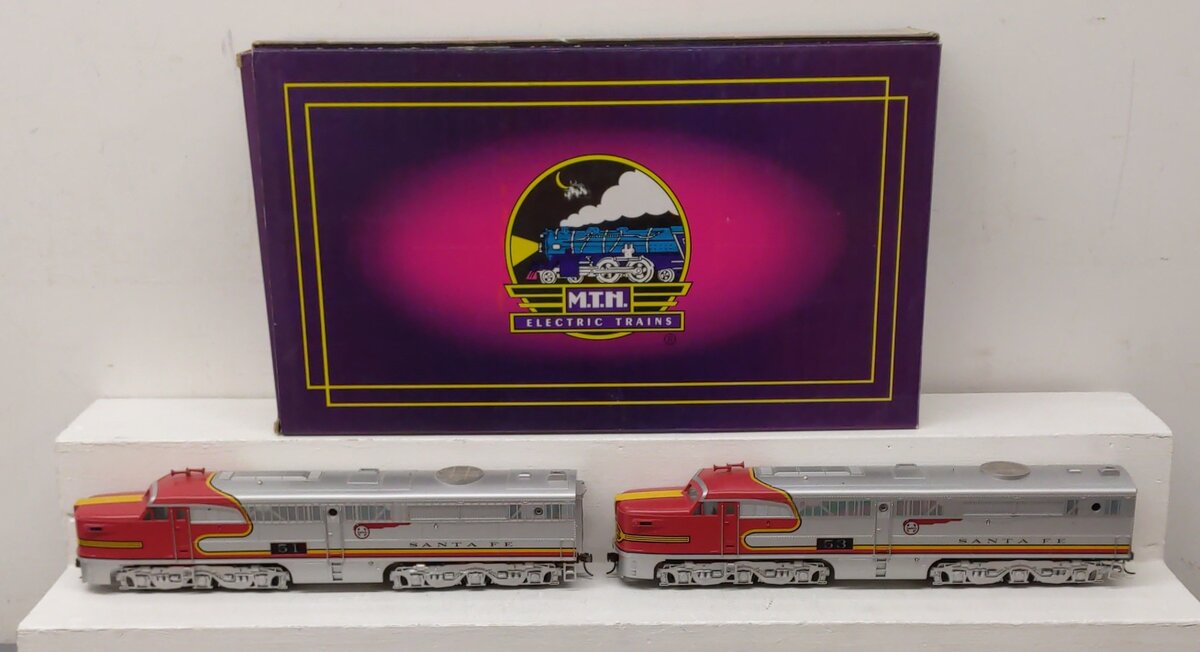 MTH 20-2024-2 O Scale 2-Rail Santa Fe Alco PA AA 2 Rail Horn Diesel (Set of 2) EX/Box