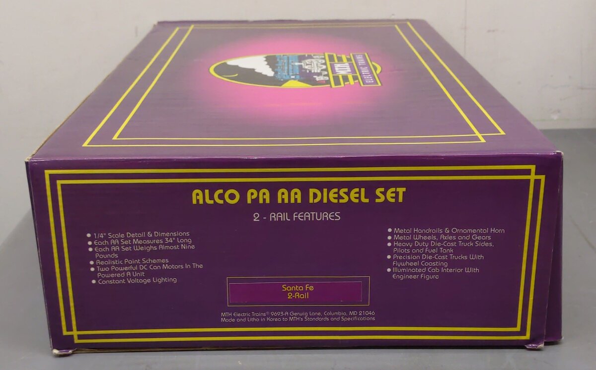 MTH 20-2024-2 O Scale 2-Rail Santa Fe Alco PA AA 2 Rail Horn Diesel (Set of 2) EX/Box