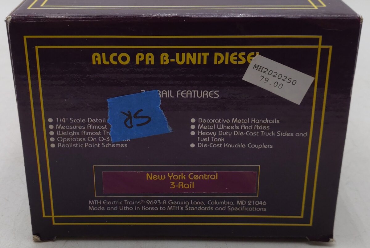 MTH 30-2730-3 New York Central Alco PA B Unit Non-Powered Diesel Engine #4302 VG/Box