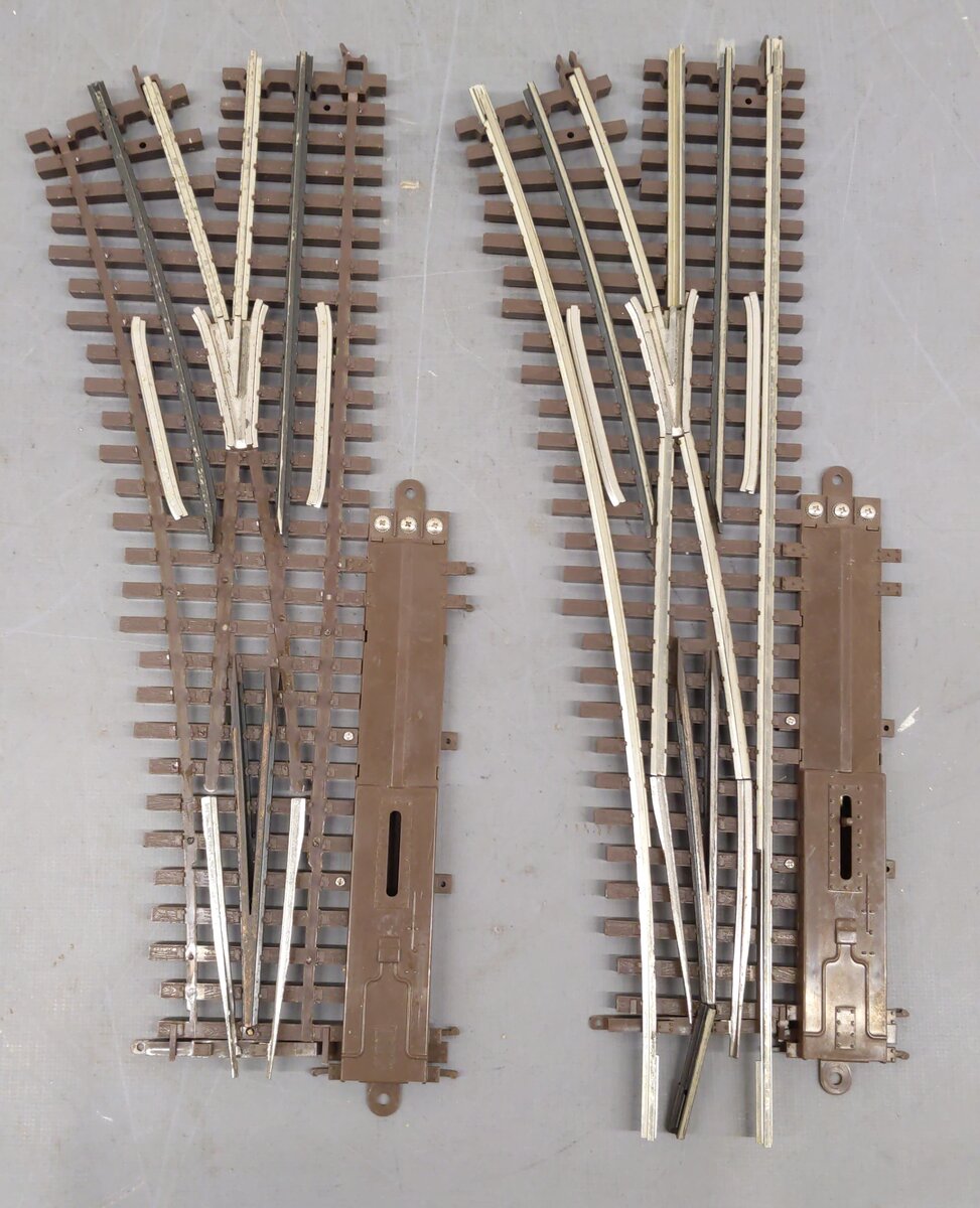 Atlas 6072 O Gauge Nickel Silver O-72 Left Hand Remote Switch Turnout (2) VG
