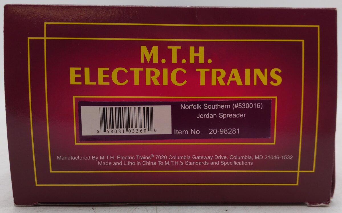 MTH 20-98281 O Gauge Norfolk Southern Jordan Spreader EX/Box