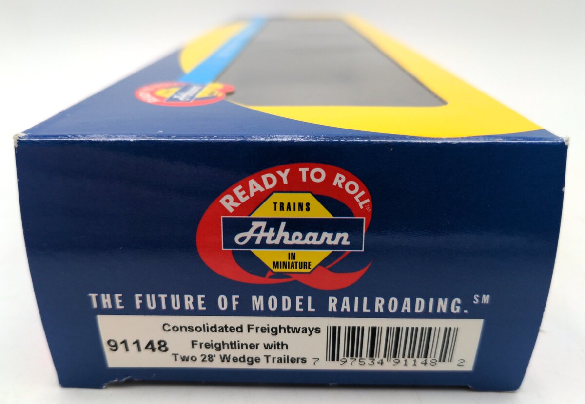 Athearn 91148 HO Scale Consolidated Freightways Freightliner w/2 28' Trailers VG/Box