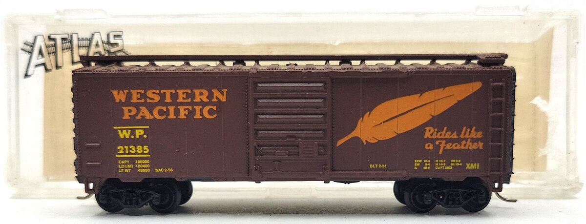 Atlas 3432 N Scale Western Pacific 40' Boxcar #21385 LN/Box