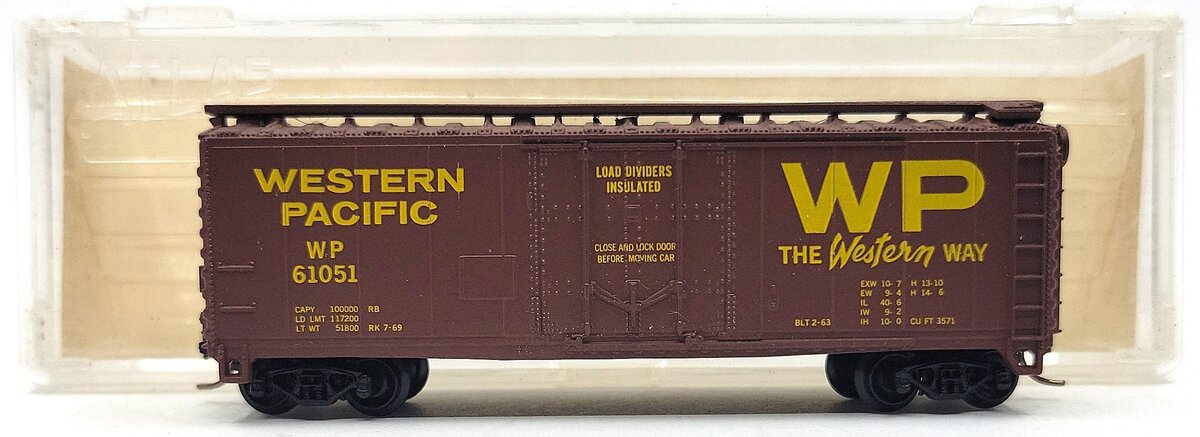 Atlas 3301 N Scale Western Pacific 40' Plug Door Boxcar LN/Box
