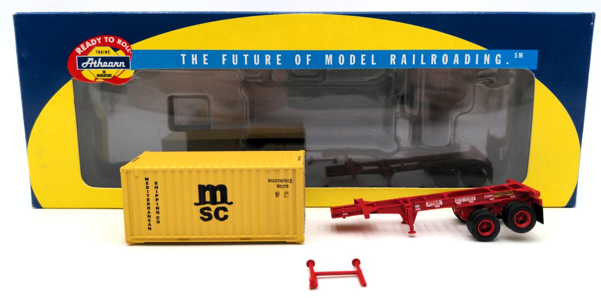 Athearn 92638 HO Scale MSC Kenworth with 20' Container and Chasis VG/Box