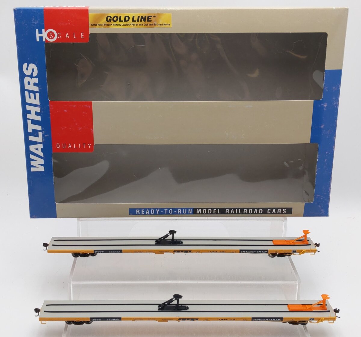 Walthers 932-240302 HO 89' Flush Deck Flat Car Twin 45 (2 Pack): 157936, 158932 EX/Box