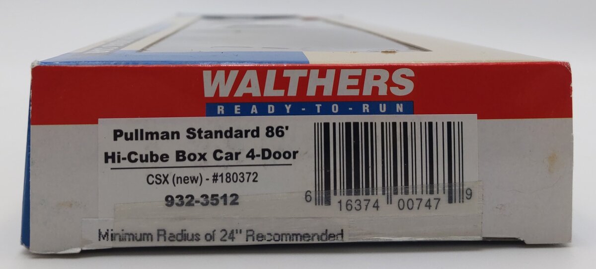 Walthers 932-3512 HO Scale 86' CSX Pullman Standard Hi-Cube Box Car #180372 EX/Box