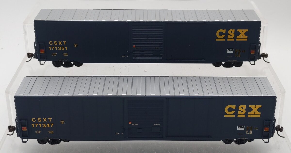 Walthers 932-23558 HO CSX PS 60' Single Door Auto Box Car (2-Pack) EX/Box