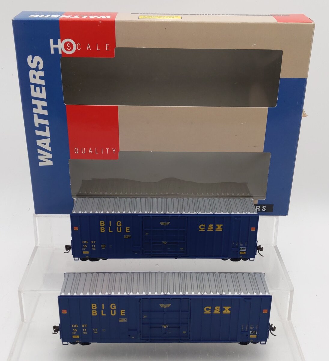 Walthers 932-27102 HO CSX "Big Blue" Gunderson 50' Hi-Cube Boxcar (Pack of 2) EX/Box
