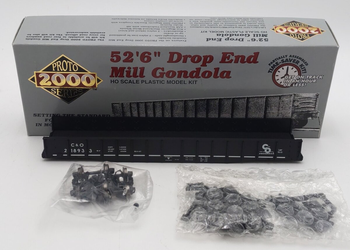 Proto 2000 23635 HO Scale C&O 52'6"  Drop End Mill Gondola Kit #218933 LN/Box