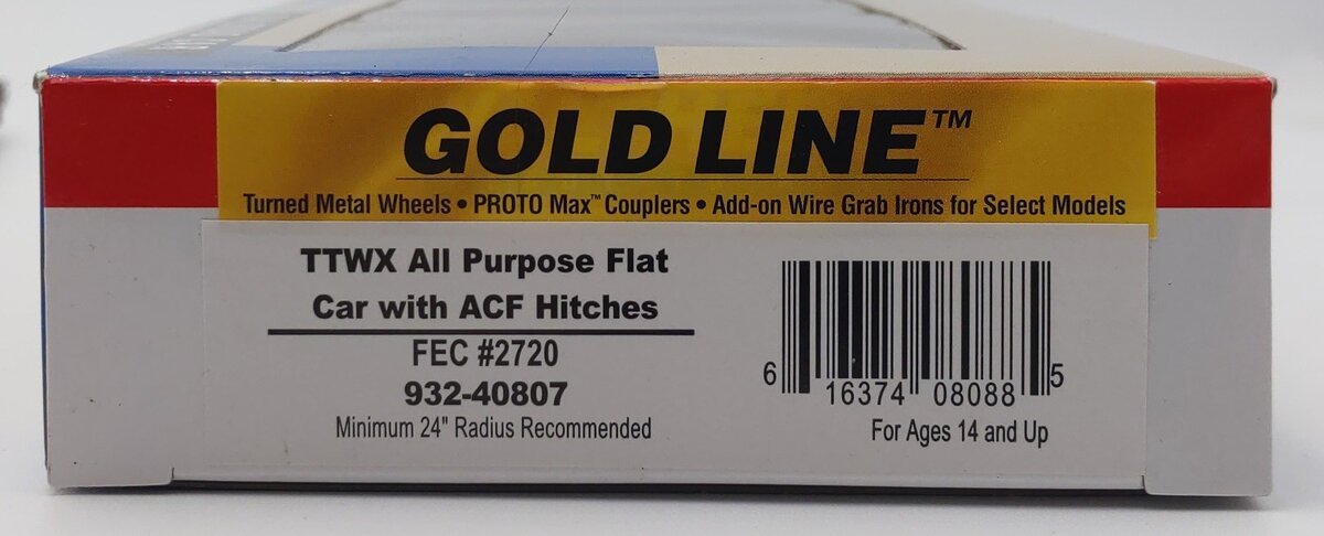 Walthers 932-40807 HO Scale FEC TTWX All Purpose Flat Car #2720 with ACF Hitches LN/Box