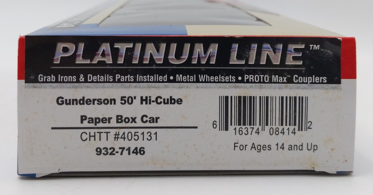 Walthers 932-7146 HO Scale CHTT Gunderson 50' HI-Cube Paper Boxcar #405131 LN/Box
