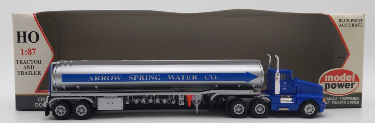 Model Power 16000 1:87 Arrow Spring Water Co. Short Haul Tractor W/Tank Trailer EX/Box