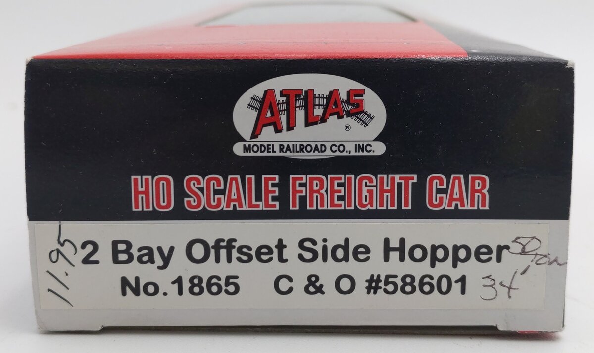 Atlas 1865 HO Scale Chesapeake & Ohio 2 Bay Offset Side Hopper #58601 EX/Box