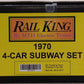 MTH 30-2122-0 O MTA New York City R-42 Subway Car Set (Set of 4) LN/Box
