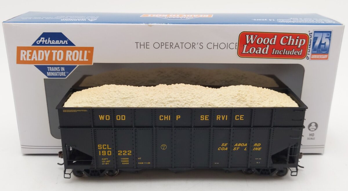 Athearn ATH76573 HO Scale Seaboard Coast Line 40' Wood Chip Hopper #190222 LN/Box