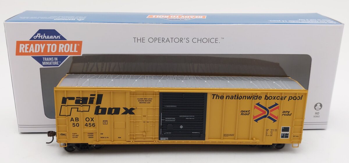 Athearn ATH26729 HO Scale Railbox (ABOX) 50' FMC Combination Door Boxcar #50456 LN/Box