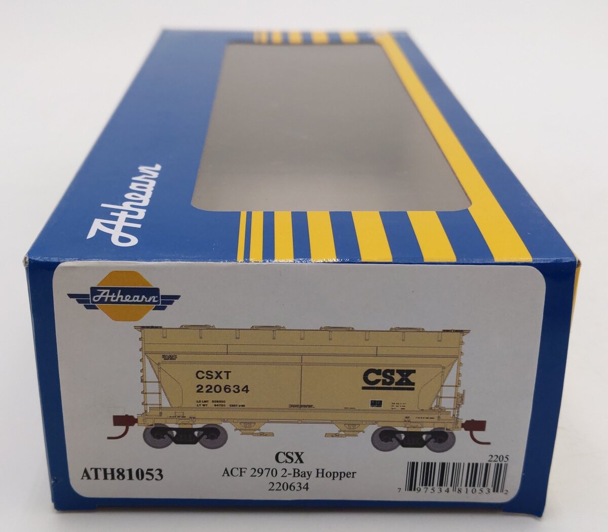 Athearn ATH81053 HO Scale CSX ASF 2970 2-Bay Hopper #220634 LN/Box