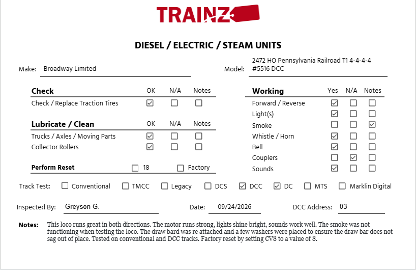 Broadway Limited 2472 HO Pennsylvania Railroad T1 4-4-4-4 #5516 DCC EX/Box