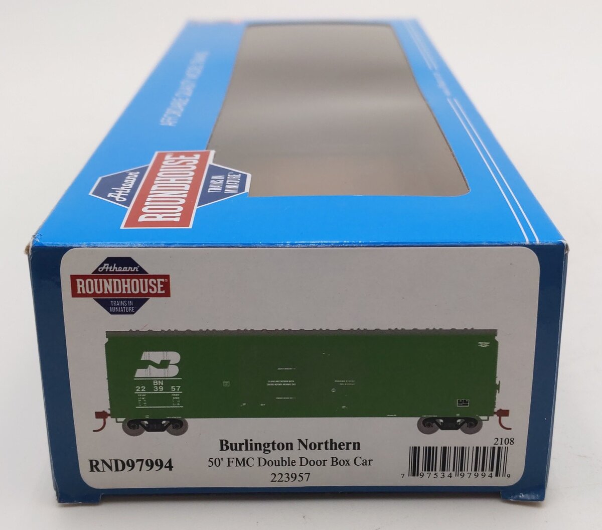 Athearn RND97994 HO Scale Burlington Northern 50' FMC Double Door Boxcar #223957 LN/Box