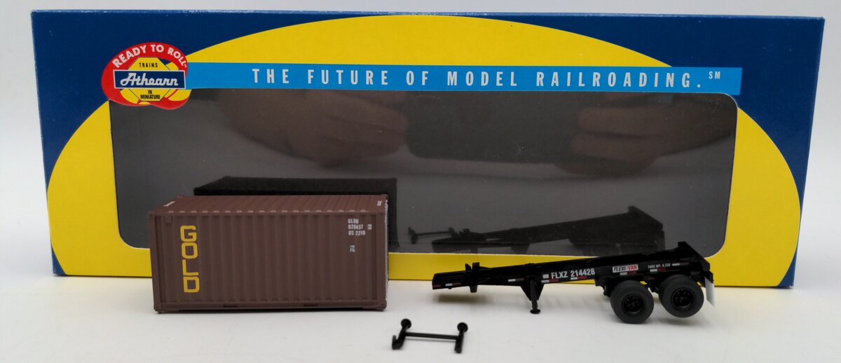 Athearn 92634 HO Scale Gold Kenworth With 20' Container & Chasis VG/Box