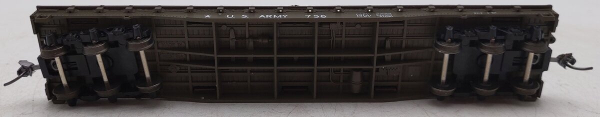 Roco 49011 HO 50' Heavy Duty Flat Car U.S. Army #756 EX/Box