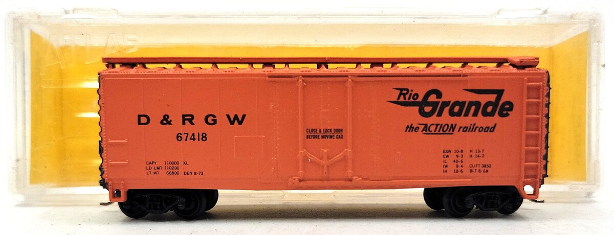 Atlas 3309 N Scale D&RGW 40' Plug Boxcar LN/Box